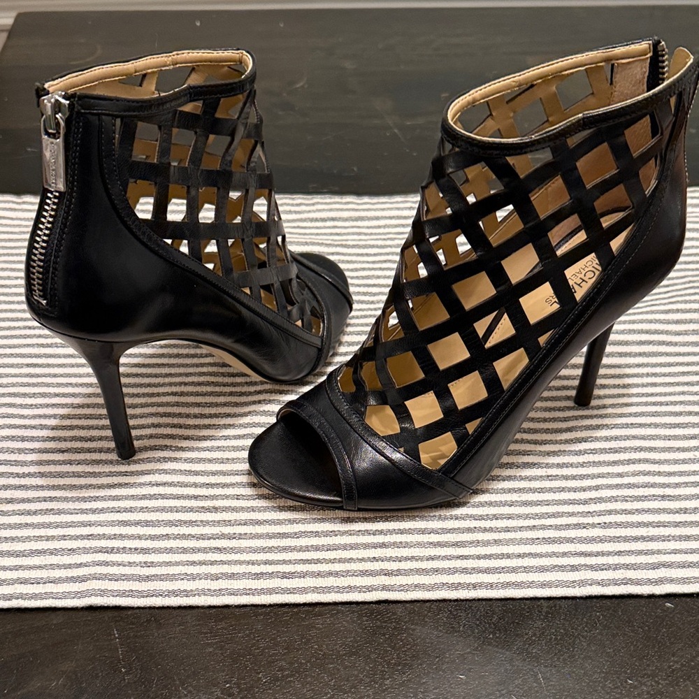 Michael Kors Yvonne Bootie - Chic Black Caged High Heels